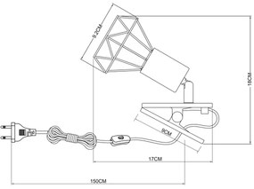 Lampă de perete cu clemă XARA I 1xE14/40W/230V alb Globo 54802WK