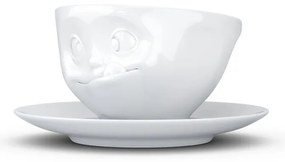 Ceașcă din porțelan cu farfurie, sclifosit, 58products, alb