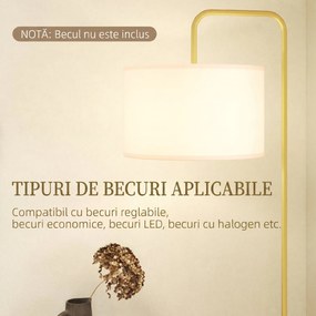 HOMCOM Lampadar Modern Arcuit din Oțel și Poliester, Auriu | Aosom Romania