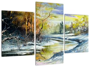 Tablou - Râu de iarnă, pictură în ulei (90x60 cm)