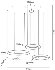 Lustra suspendata LED design ambiental Ring 3B auriu