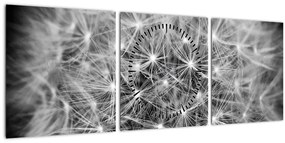 Tablou păpădie gri (cu ceas) (90x30 cm)