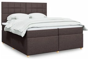 vidaXL Pat box spring cu saltea, maro închis, 200x200 cm, textil