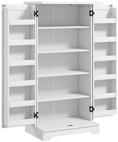 HOMCOM Bufet bucătărie dulap de bucătărie 5 niveluri cu uși și rafturi reglabile 60l x 40P x 120H cm aspect lemn crem | Aosom Romania