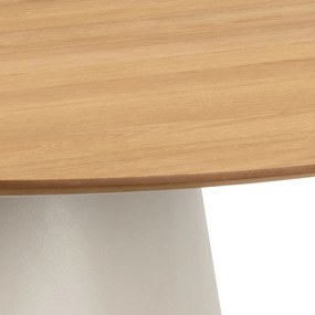 MAZZONI EXPORT BOSCO Stejar natural/picior bej (Cașmir) - MASĂ ROTUNDĂ 120 cm PENTRU BUCĂTĂRIE SUFRAGERIE SALON FURNIR