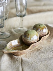 Set solniță și piperniță vintage din ceramică bej cu suport, 26x6x8 cm, „Kayo"