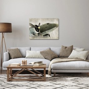 Tablou pe sticlă - Avion vechi cu elice (70x50 cm)