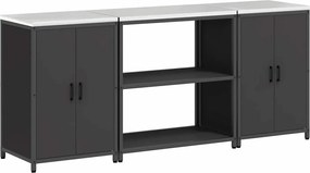 vidaXL Set de depozitare pentru bucătărie cu raft cu ușă 3 pcs Negru