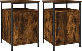 vidaXL Noptiere, 2 buc., stejar fumuriu, 40x42x60 cm, lemn prelucrat