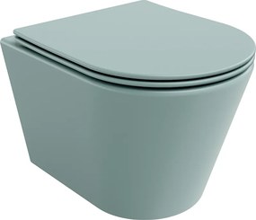 Mexen Rico vas de toaletă Rimless cu capac cu închidere lentă slim, duroplast, verde deschis mat - 30724048