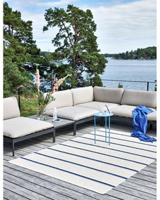 Covor pentru exterior și interior albastru/crem 70x90 cm Olle Blue Vanilla – Pappelina