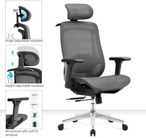 ErgoDynamic Icon-H -Black-, scaun de birou, full mesh, sezut translatie 5 cm