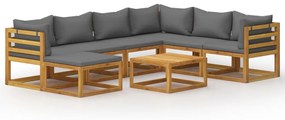 3057615 vidaXL Set mobilier grădină cu perne, 8 piese, lemn masiv acacia