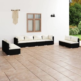 3102247 vidaXL Set mobilier de grădină cu perne, 8 piese, negru, poliratan