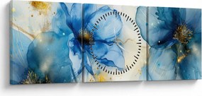 Tablou - Floral, pictură cu cerneală (cu ceas) (90x30 cm)