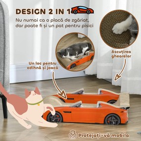 PawHut Zgârietor pentru Pisici în Formă de Mașină cu Iarbă, 50x30x12,5 cm, Roșu | Aosom Romania