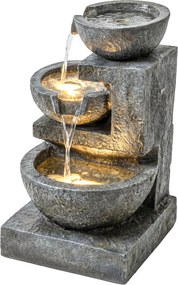 Outsunny Fântână în 3 trepte Fântână de grădină cu iluminare LED și pompă, aspect piatră, reglabilă 40 x 37 x 61 cm | Aosom Romania