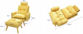 ShopJK FOTOLIU RELAXANT CU TABURETE ȘI SUPORT PENTRU PICIOARE S1380 BEJ DESCHIS