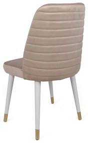 Set 2 scaune haaus Hugo, Crem/Alb/Auriu, textil, picioare metalice