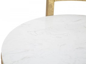 Masuta auxiliara aurie/carrara alb din metal si marmura, ∅ 40,5 cm, Marble Mauro Ferretti