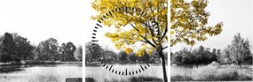 Tablou - relaxare în parc (cu ceas) (90x30 cm)