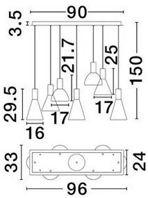Lustra moderna cu 7 pendule LED, Metal, Sticla, Fumuriu, Voi