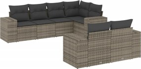 vidaXL Set canapele de grădină, 7 piese, cu perne, gri, poliratan