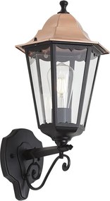 Lampă clasică de perete neagră cu cupru IP44 - Havana
