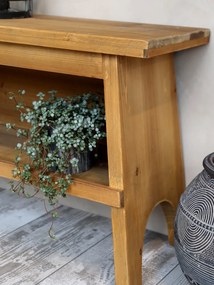Banca din lemn, cu raft, aspect rustic, Shelf