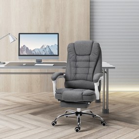Vinsetto Scaun Ergonomic de Birou Reglabil cu Suport pentru Picioare, Spătar Înalt și Brațe, 65x70x115-123 cm, Gri | Aosom Romania