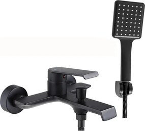 Baterie cada - dus Rea Hass monocomanda negru cu set de dus
