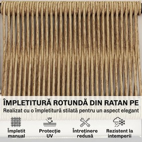 Outsunny Set Grădină, 5 Piese, Rattan Modular în L cu Perne, Culoare Bej | Aosom Romania