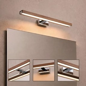 Brilagi-LED Iluminare pentru oglindă de baie WOODY MIRROR 3în1 LED/12W/230V IP44 crom/stejar cireș