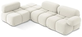 Colțar modular alb cu tapițerie din catifea (cu colț pe partea stângă) Lokua – Makamii