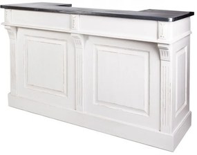 Mobilier bar alb din lemn masiv si metal, 2 sertare, Brooklyn