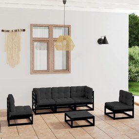 3076448 vidaXL Set mobilier grădină cu perne, 6 piese, lemn masiv pin