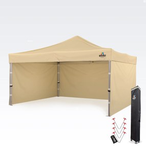 Cort promo din aluminiu 4x4 m ALU EXCLUSIVE – 3 pereți, HEX 45 mm - cu 3 pereți - Bej