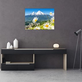 Tablou pe sticlă - Primăvara în Alpi (70x50 cm)