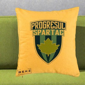 Perna Personalizata Progresul Spartac Fotbal, 40x40 cm, Galben, Husa Detasabila, Perna Inclusa, BEKZ®