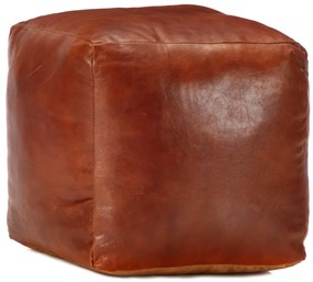 248126 vidaXL Taburet, cafeniu, 40x40x40 cm piele naturală de capră