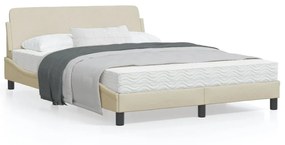 373150 vidaXL Cadru de pat cu tăblie, crem, 120x200 cm, textil