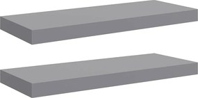 vidaXL Rafturi de perete suspendate, 2 buc., gri, 60x23,5x3,8 cm, MDF