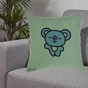 Perna Personalizata BT21 Koya Kawaii, 40x40 cm, Verde, Husa Detasabila, Perna Inclusa, BEKZ®
