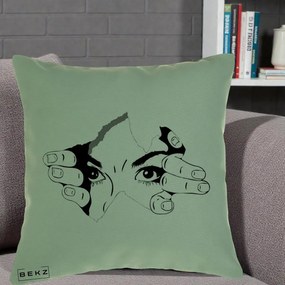 Perna Decorativa Ochi care Rup Suprafata, 40x40 cm, Verde, Husa Detasabila, Perna Inclusa, BEKZ®