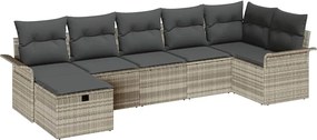 vidaXL Set de canapele pentru grădină 7 pcs Gri deschis Rattan poli