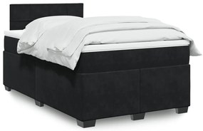 vidaXL Pat box spring cu saltea, negru, 120x200 cm, catifea