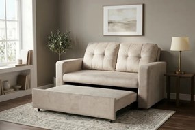 Canapea extensibila, catifea champagne beige, SMART 140cm