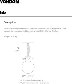 Masa de exterior / interior design modern premium VASES 70cm