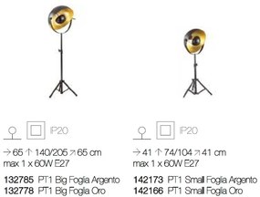 Lampadar cu trepied design industrial STAGE PT1 BIG ARGENTO 132785
