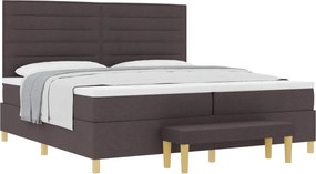 vidaXL Pat cu arcuri cu saltea Maro închis 200 x 200 cm țesătură